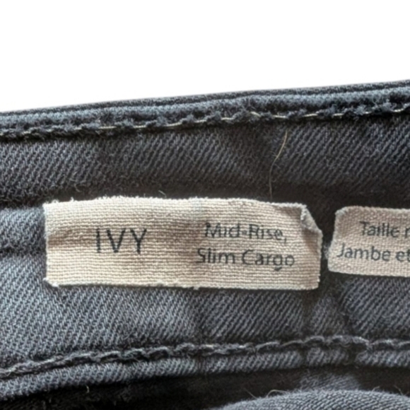 Mavi Ivy Slim Cargo Pants Grunge Y2K 00s Womens 29 Mid-Rise Black Twill Cotton - Picture 11 of 16